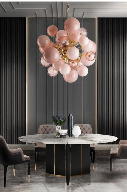Dreamy Pink Glass Bubble Pendant Lights LED Home Decor Ceiling Lamp Indoor Hanging Lighting Fixture for Living Room