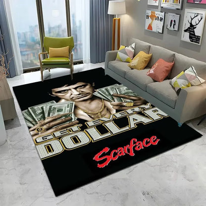 Scarface 3D Classic Movie Tony Carpet Rug for Home Living Room Bedroom Sofa Doormat Decor,kids Play Area Rug Non-slip Floor Mat