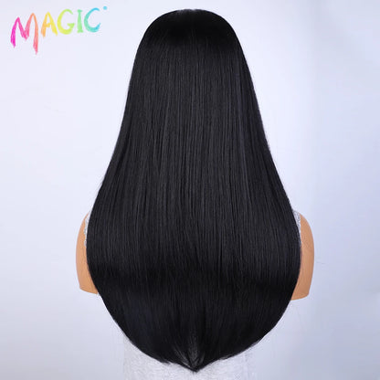 Magic Hair Synthetic Lace Front Wigs For Black Women Straight Bob Wigs 22 inch Easy Wear Ombre Brown Blonde Wig Cosplay Wig