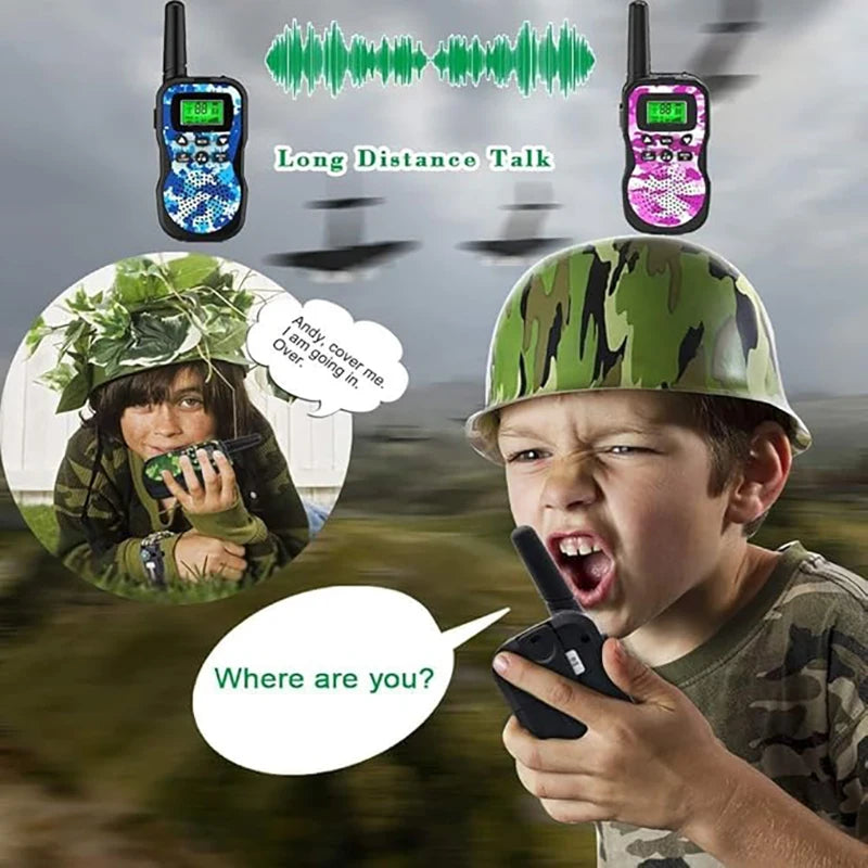 2 Pack Kids Walkie Talkies with Flashlight & LCD Screen, 3 Miles Long Range, Perfect for Outdoor Adventures, Camping and Hiking
