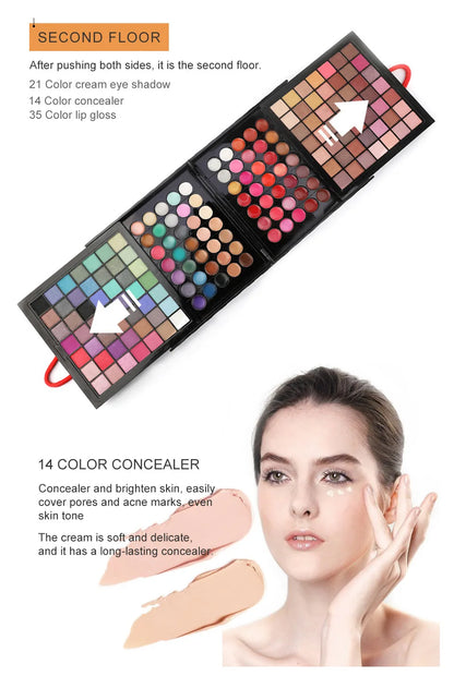 New Multi-function Makeup Kit Full Set Box For Women Waterproof Lips Blush Foundation Beginner Travel Portable Palette