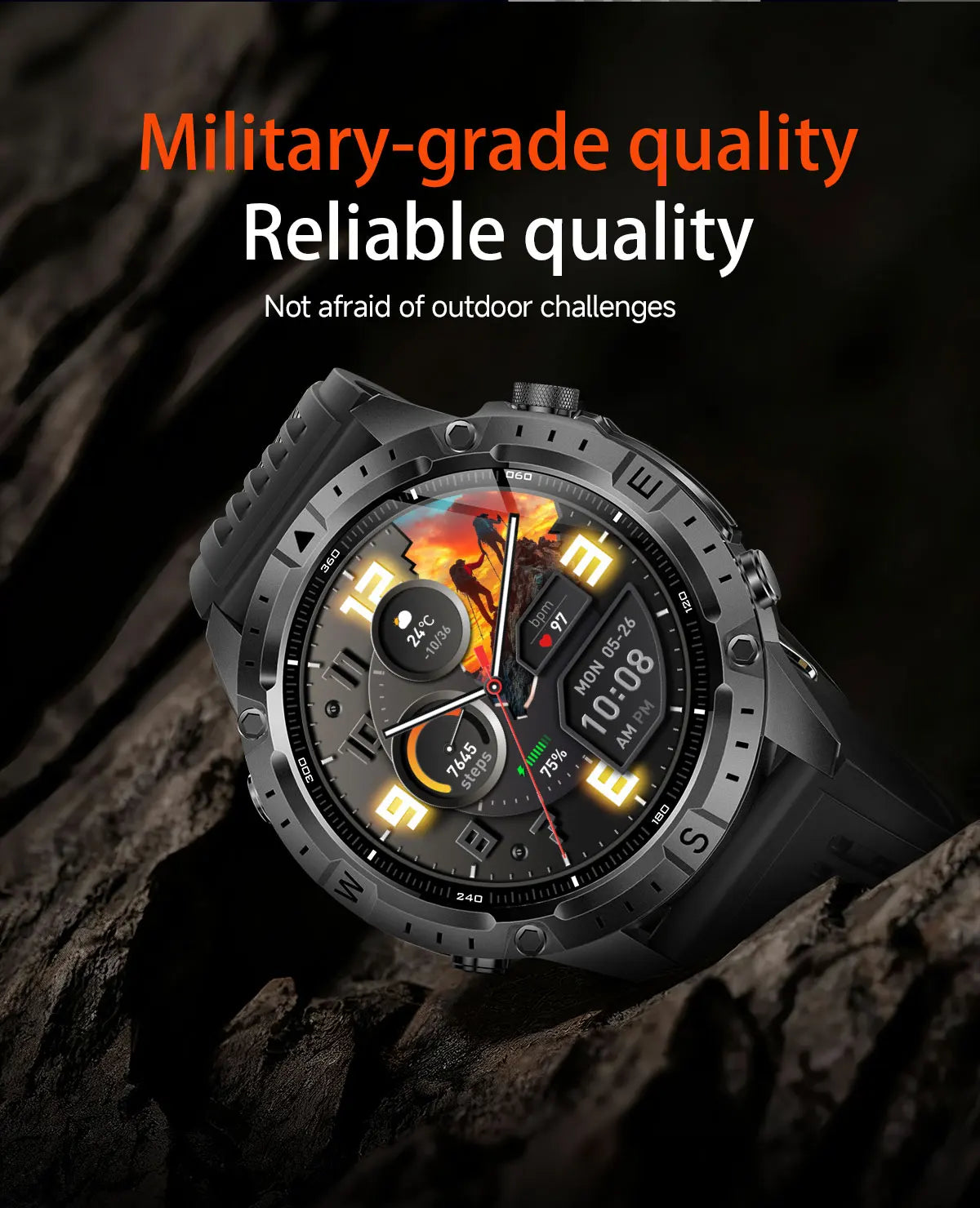 2026New Military Tank GPS SmartWatch Offline Map 10ATM Swim 2GB RAM Music Altitude Compass Bt Call Fitness Sports Smartwatch Men