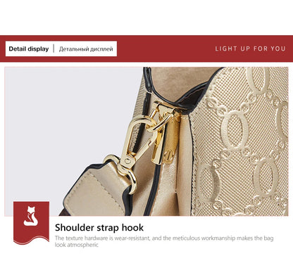 FOXER Cowhide Leather Women's Shoulder Bag Light Luxury Ladies Tote Bag Elegant Female Crossbody Bag Daily Commute Purse