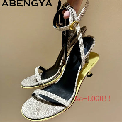2025 Summer Leather High Heel Slippers Women Sandals Kitten Double Heels Mules Slides Designer Party Dress Shoes For Women