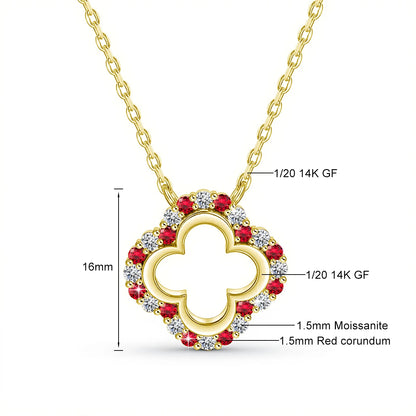 Lucky Four Leaf Clover Moissanite Necklace 14K Gold Filled Diamond Pendant Wear-resistant for Women Daily Gift Fine Jewelry