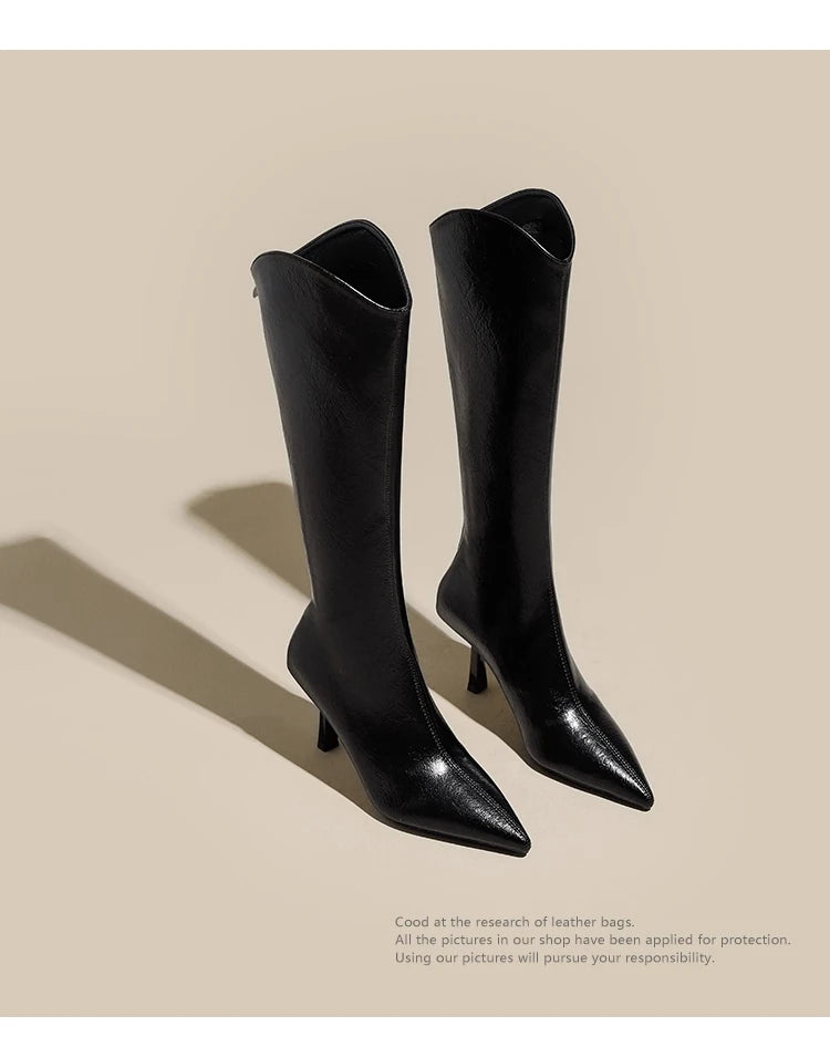 2025 Autumn New Products Women's Brown Suede High-Top Thigh Boots Pointed Toe Stiletto High Knight Boots