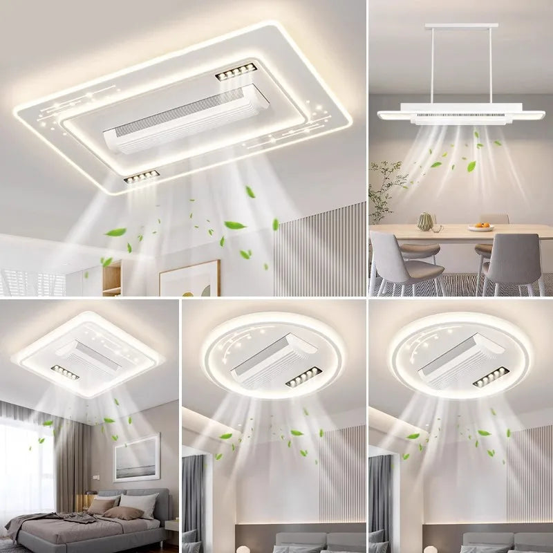Modern LED Leaf Free Ceiling Fan 6-speed Ceiling Light Remote Control Living Room Bedroom Children's Room Fan Light Home Lightin