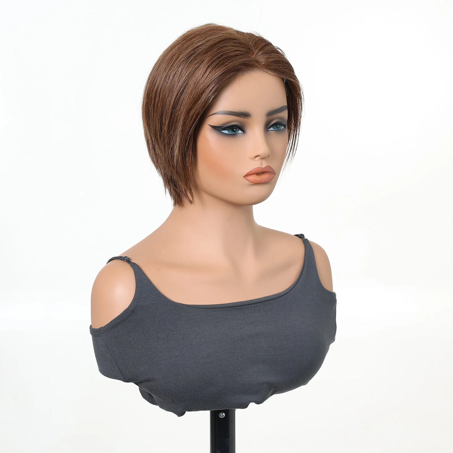 Brazilian 4x1 Lace Front Short Bob Human Hair Wig Brown Pre Plucked Glueless Straight Wig For Women Daily Natural Hairline