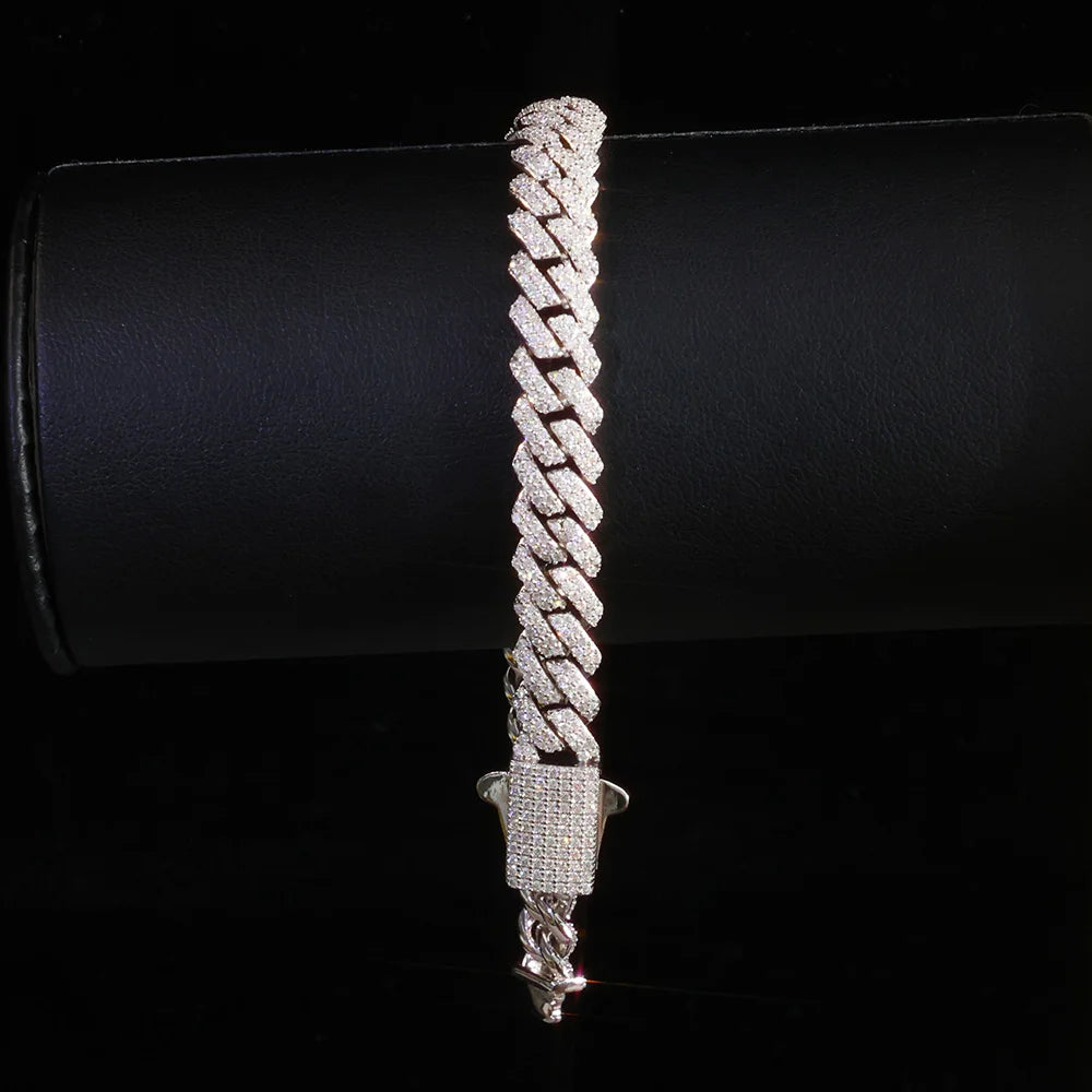 ICEBLING 925 Silver Moissanite Cuban Chain Prong Setting Iced Out 1/2 Rows Pass Diamond Tester VVS Necklace Hip Hop Jewelry