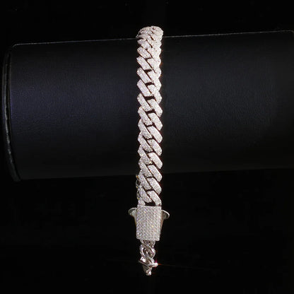 ICEBLING 925 Silver Moissanite Cuban Chain Prong Setting Iced Out 1/2 Rows Pass Diamond Tester VVS Necklace Hip Hop Jewelry