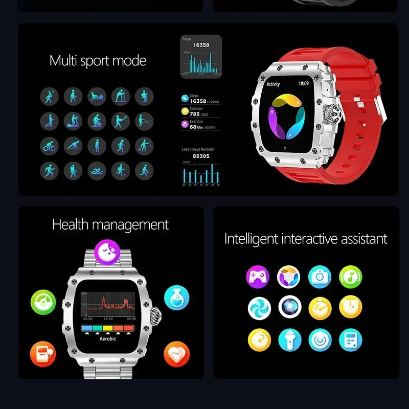 New Trend Smart Watch 1.76 inch AMOLED 3D Dynamic Dial IP67 Waterproof Bluetooth Call NFC Voice Assistant Men Sports Smartwatch