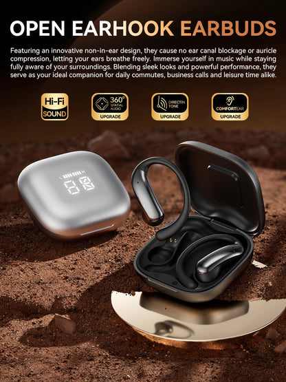 Tecsire Bluetooth Earphones Wireless Earbuds Open Ear Hook Headset HiFi Stereo Comfortable Waterproof For Sports Daily Use