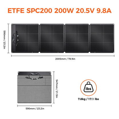 CTOLITY 100W-200W Foldable Solar Panel 22% Efficiency Portable Solar Charger for Camping Home Energy Storage Power Station