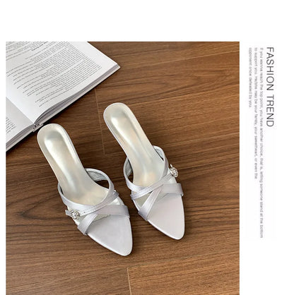 Sexy High Heels Slippers Pointed Toe Heels Shoes for Woman Sandals Luxury Dress Slides Elegant Pumps Party Mujer Flip Flops