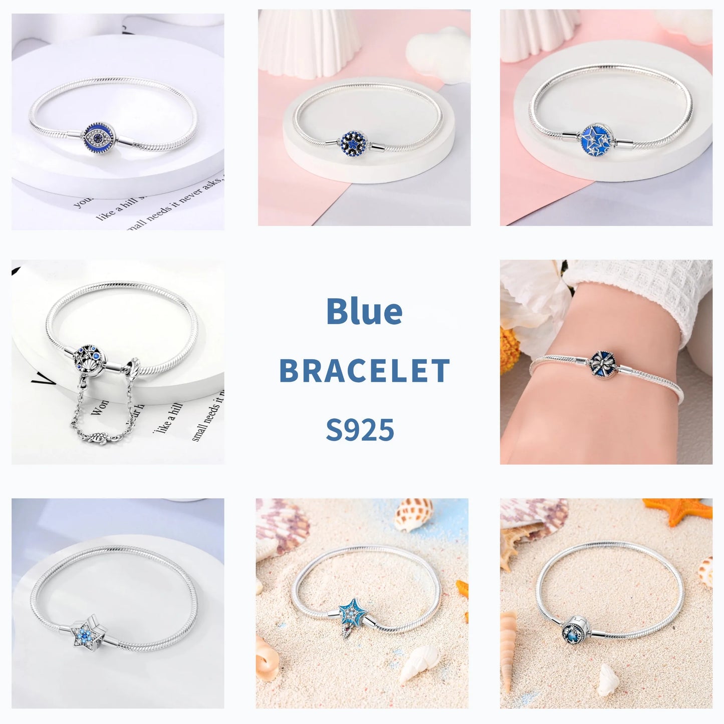 Silver 925 Bracelet Original Bracelets Colorful Zircon Heart Flower Cat Snake Chain For DIY Charms 17-20CM Luxury Jewelry Gifts
