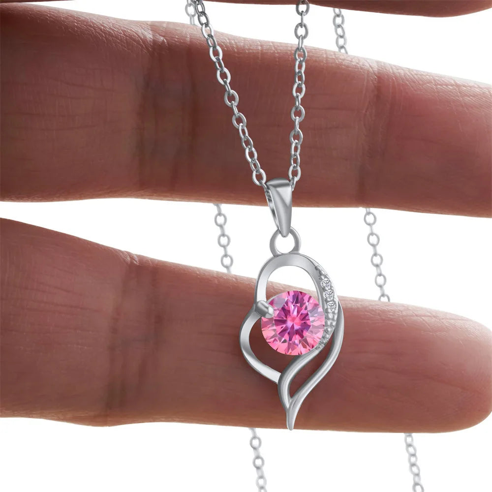 Butterflykiss 925 Sterling Silver Open Heart Pendant Necklace D VVS1 Round Cut Moissanite Love Charm Necklace For Women