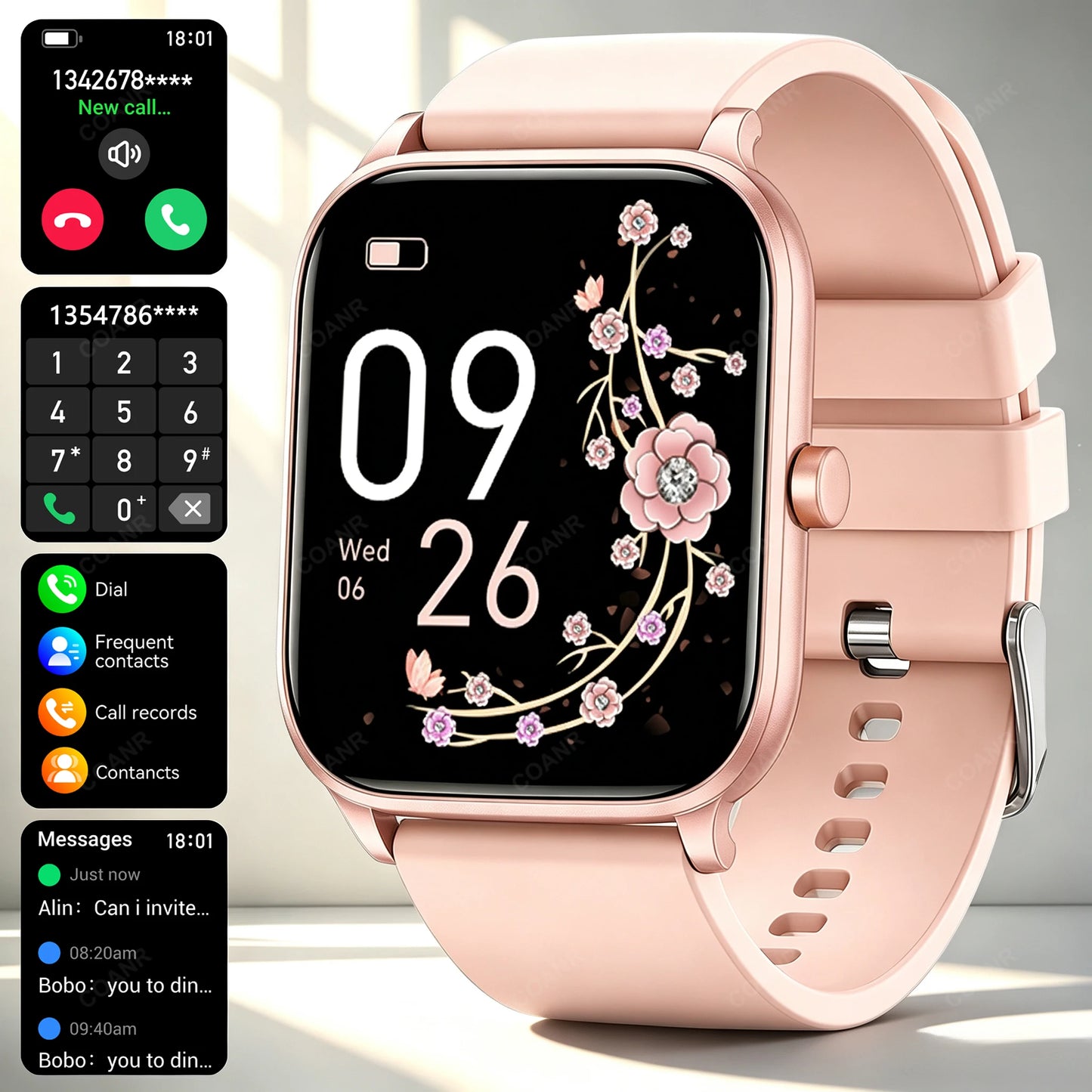 New Men woman Smart Watch 1.83" HD Screen Health Monitor wireless Call Sports Fitness tracking SmartWatches IP68 Waterproof