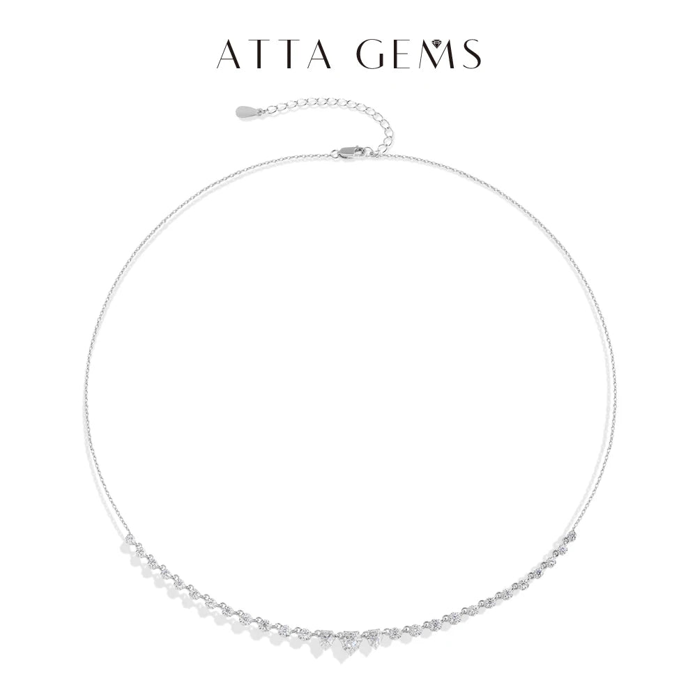 ATTAGEMS 2.04CTW Moissanite Necklaces for Women S925 Silver 18K White Gold Plated D VVS1 Diamond Pendant With Chain Jewelry Gift