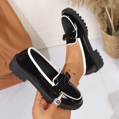 European and American Luxury Womens Leather Shoes Autumn New Outdoor Leisure Loafers Fashion Lacquer Leather Women's Shoes