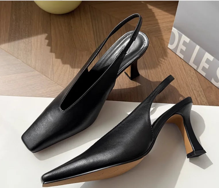 Sandals Luxury Brand Sexy Dress Shoes Elegant Chunky High Heeeled Pumps Sexy Pointed Toe Evening Shoes Women Shoes V Cut Shoes