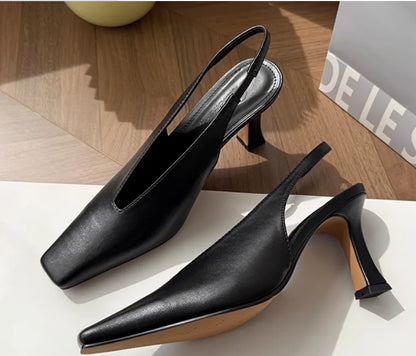 Sandals Luxury Brand Sexy Dress Shoes Elegant Chunky High Heeeled Pumps Sexy Pointed Toe Evening Shoes Women Shoes V Cut Shoes