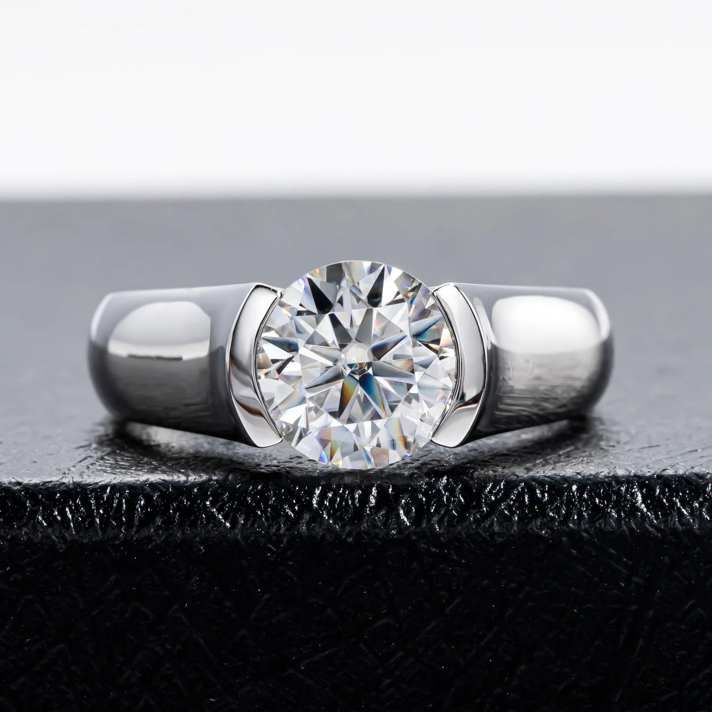 Carnica Luxury 925 Sterling Silver 2CT Real Moissanite Ring for Women GRA Simple Diamond Wedding Jewelry Gift Brilliant Hot New