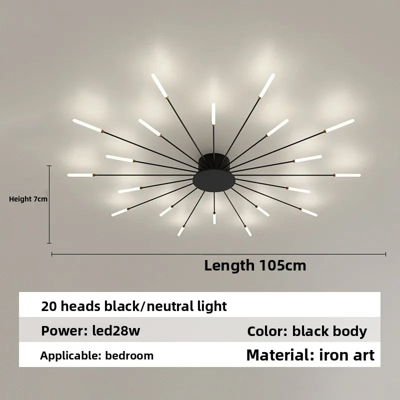 Minimalist LED Ceiling Lamp, Elegant Swirl Firework Design for Living Room, Bedroom, Dining Room