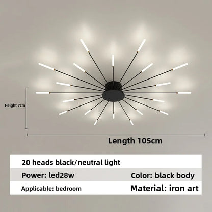 Minimalist LED Ceiling Lamp, Elegant Swirl Firework Design for Living Room, Bedroom, Dining Room