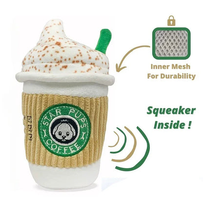 Chewing and Squeaking Dog Toys Pet Dogs and Cats Plush Coffee Cups Durable Interactive Pet Teeth Grinding Toys Dog Accessories