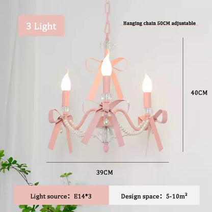 Pink Lovely Children's Room Chandeliers Crystal Cute Kid's Bedroom Pendant Lights Living Room Bedroom Hanging Lamps