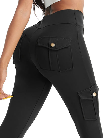 Camouflage Printed Women's Leggings With Pocket Sports Cargo Pants High Waist Slim Fit Tight Pants