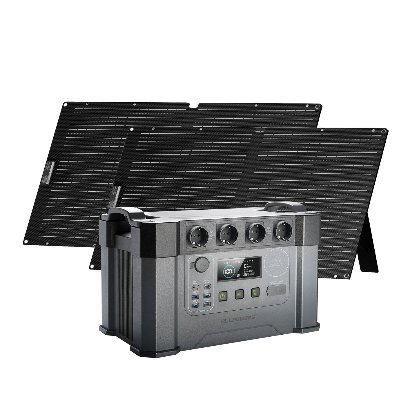 ALLPOWERS S2000 PRO Solar Generator 2400W Portable Power Station & SE100 100W Folable Solar Panels for Outdoor RV Camping Home