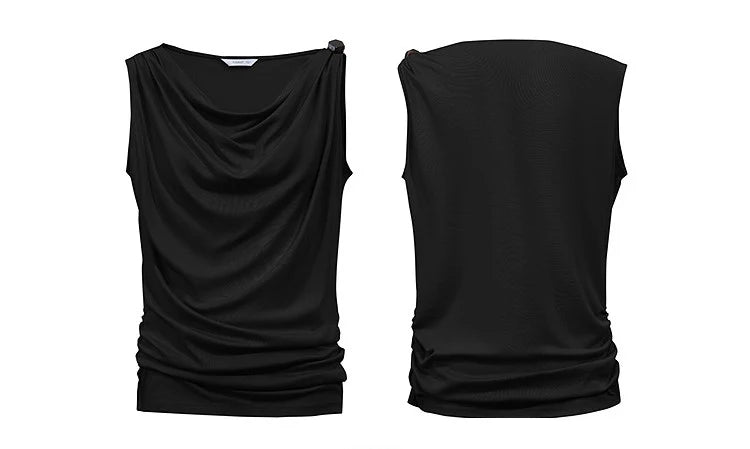 Amii Cowl Neck Women's Tank Top 2026 Summer New Stretch Knit Sleeveless Camisole Loose Casual Holiday Vest For Women 12622062