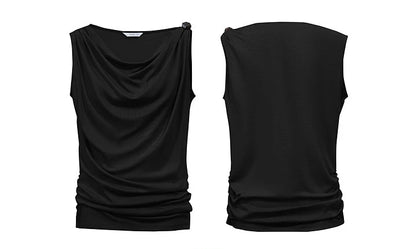 Amii Cowl Neck Women's Tank Top 2026 Summer New Stretch Knit Sleeveless Camisole Loose Casual Holiday Vest For Women 12622062