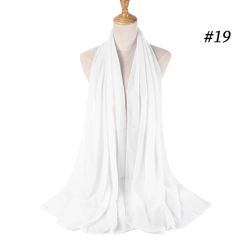 Muslim Chiffon Hijab Women Bubble Chiffon Scarf For Women Ladies Veil Muslim Islam Solid Color Malaysia Musulman Wrap Scarves