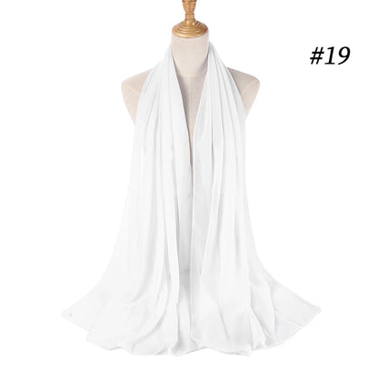 Muslim Chiffon Hijab Women Bubble Chiffon Scarf For Women Ladies Veil Muslim Islam Solid Color Malaysia Musulman Wrap Scarves