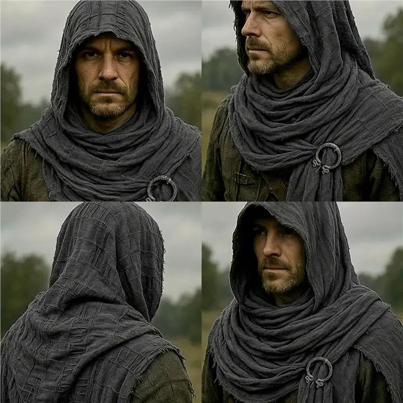 Techwear Style Ripped Tassel Punk Vintage Scarf Man Woman Medieval Knight Cape Cloak Halloween Cosplay Shawl Costume