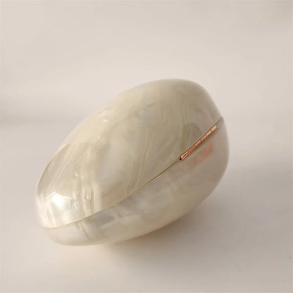Oval Marble Beige Shell Acrylic Luxury Elegant Lady Evening Bag Cute Handbag Wedding Lady Girl Female Mini Purse