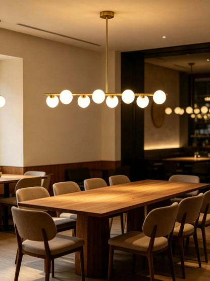 OUDELADILong dining table pendant lights Brass Lighting fixtures living room Restaurant  Kitchen Island Glass ball Chandelier