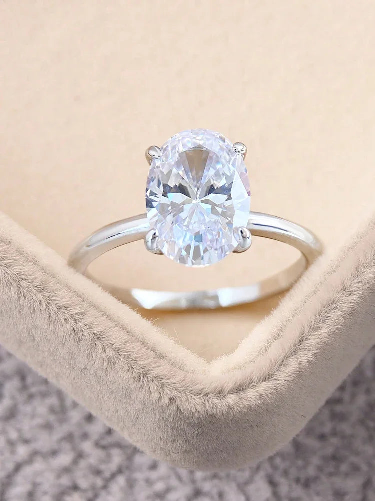 925 Sterling Silver Zircon Golden Oval Round Fashionable Ring For Women Engagement Wedding Luxury High Quality Fine Jewelry