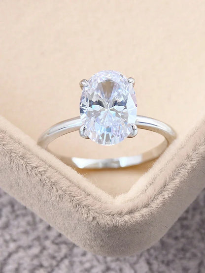 925 Sterling Silver Zircon Golden Oval Round Fashionable Ring For Women Engagement Wedding Luxury High Quality Fine Jewelry