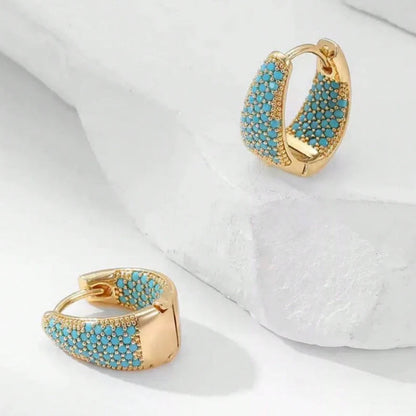 Women's Earrings Bohemian Style Clip Earrings Copper Synthetic Turquoise Earrings Party Wedding Mother's Day Accessories