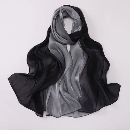 Two-color Shimmer Shiny Satin Hijab Crinkle Scarves Shawl Women Muslim Hijab Crepe Bandana Islamic Shimmer Silk Hijab