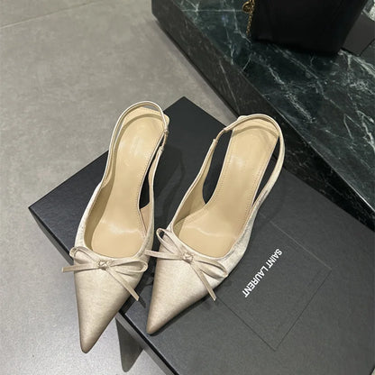 Designer Luxury Summer Women Sandals Fashion Pointed Toe Butterfly-knot Shoes Ladies Elegant High Heels Party Club Sandalias