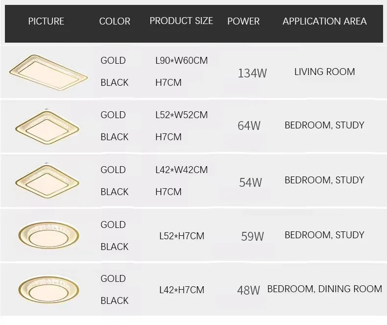 Luxury Living Room Lights Lustre Home Decoration LED Ceiling Lamp Modern Square Acrylic Gold Hall Bedroom Dining Room Fixtures