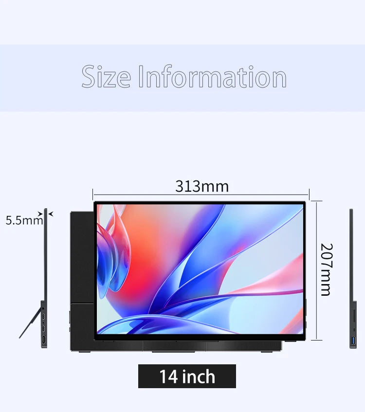 Damrapt 14'' UHD Portable Oled Monitor 4K 16:10 500nits Metal Frame with Stand for Laptop PC Smart Phone Xbox Gaming Display