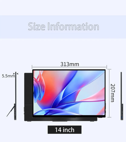 Damrapt 14'' UHD Portable Oled Monitor 4K 16:10 500nits Metal Frame with Stand for Laptop PC Smart Phone Xbox Gaming Display