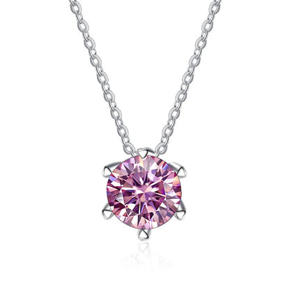 JoyceJelly 1CT VVS D Moissanite Necklace For Women Six Prong Simulated Diamond Pendant 925 Sterling Silver Wedding Fine Jewelry