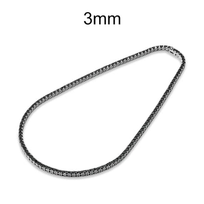 NeeTim 2mm 3mm Black Moissanite Tennis Necklace s925 Sterling Silver with White Gold Plated Neck Chain Necklaces for Women Man
