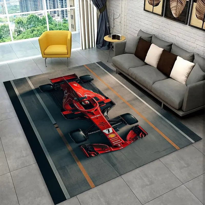 Retro F-Ferrarii Racing Car Moto Non-Slip Area Rug for Living Room,Bedroom,Playroom,Carpet Floor Mat Home Decor Rug Kids Room